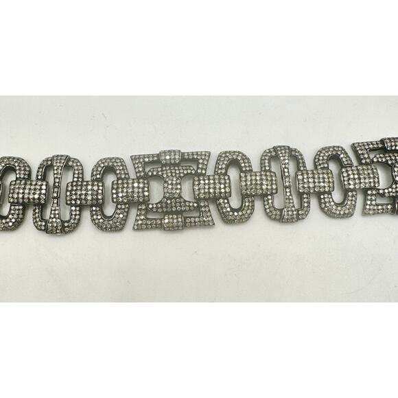 Diamond Sterling 14k Bracelet Rose Cut Oxidized Sterling 36.1 grams - Picture 1 of 14